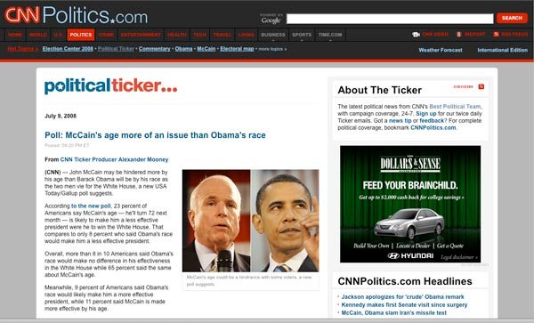 CNN Political Ticker screen shot